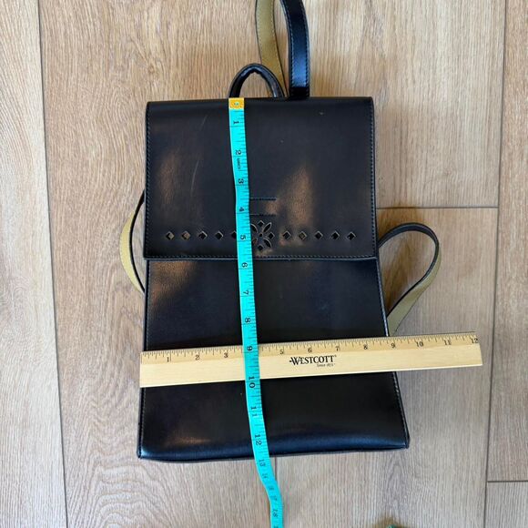 VTG 90s Mondani New York Black Laser Cut Floral Backpack